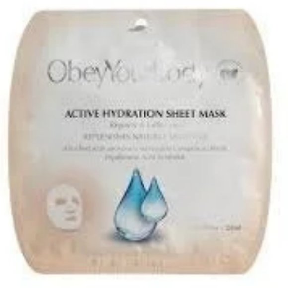 2 ObeyYourBody ACTIVE HYDRATION SHEET MASKS-BOOST HYALURONIC ACID-0.5 oz/15ml EA - Picture 2 of 2